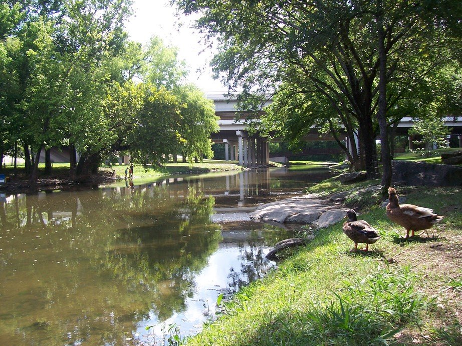 Round Rock, TX: Round Rock Memorial Park sits along the banks of the Brushy Creek under and alongside Interstate 35