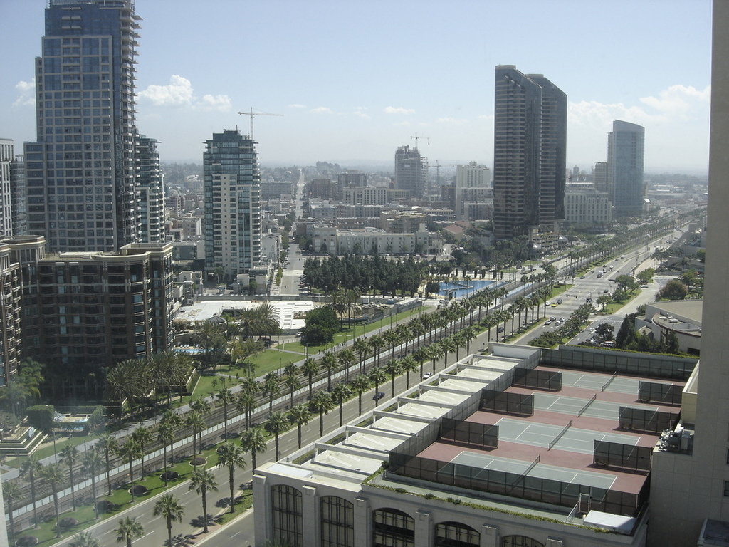 San Diego, CA: View of downtown looking south from Manchester Gran Hyatt