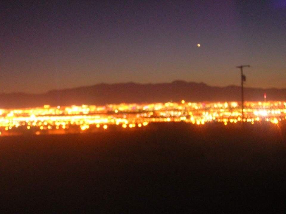 Henderson, NV: Twilight, Taken June 18, 2005. That bright dot in the sky above the LVstrip is the planet Venus