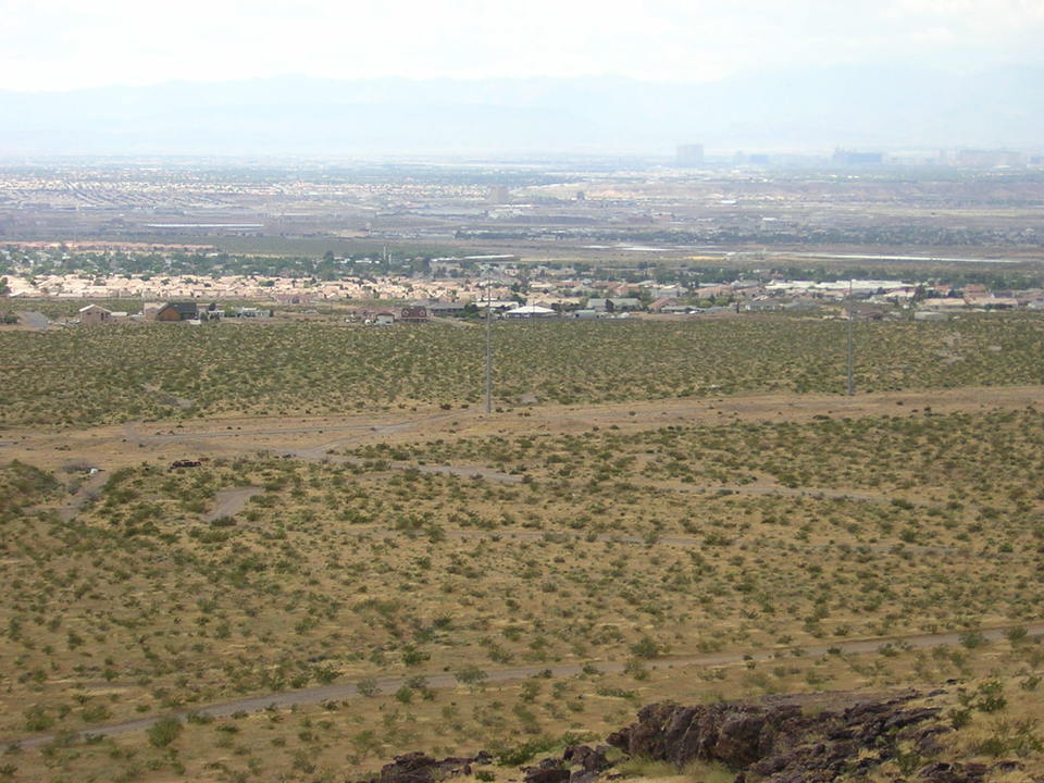 Henderson, NV: Looking West-Northwest at the Valley from the top of the "B" Mountain in the back of Henderson (Behind Racetrack Rd)