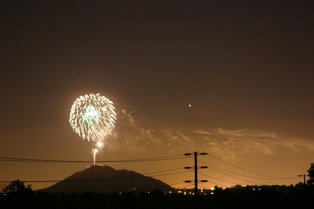 Riverside, CA: Fireworks on the top of Mt. Rubidoux on 4th of July