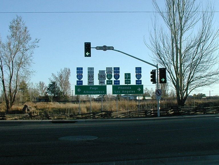 Flagstaff, AZ: Decemeber drought, road signs near downtown Flagstaff