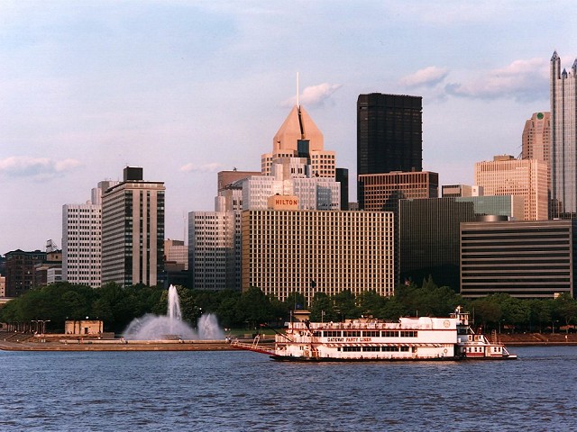 Pittsburgh, PA: View of downtown and Point State Park
