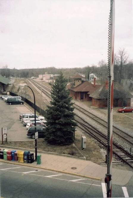 Ypsilanti, MI: Railroad tracks run through the Depot Town section of town. Old depot is visible.