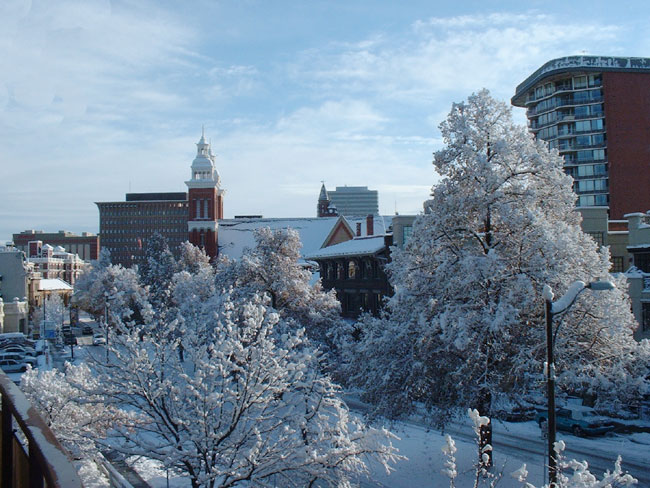 Spokane, WA: Downtown Spokane in winter from Riverside Ave.