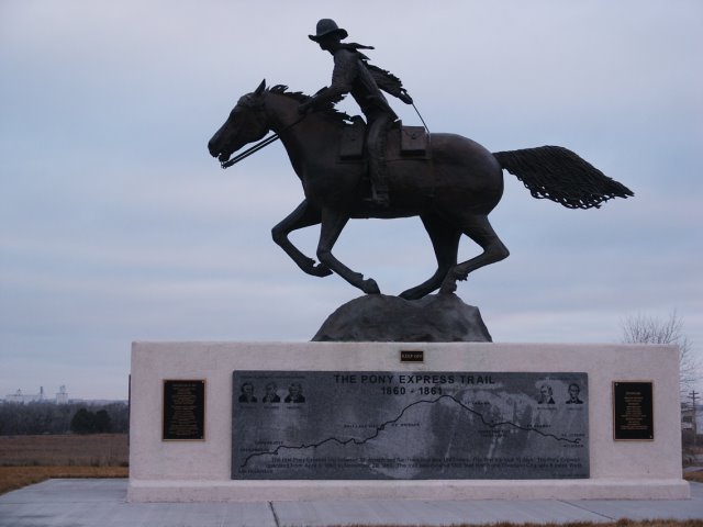 Julesburg, CO: Pony Express Monument at Welcome Center-Julesburg, CO