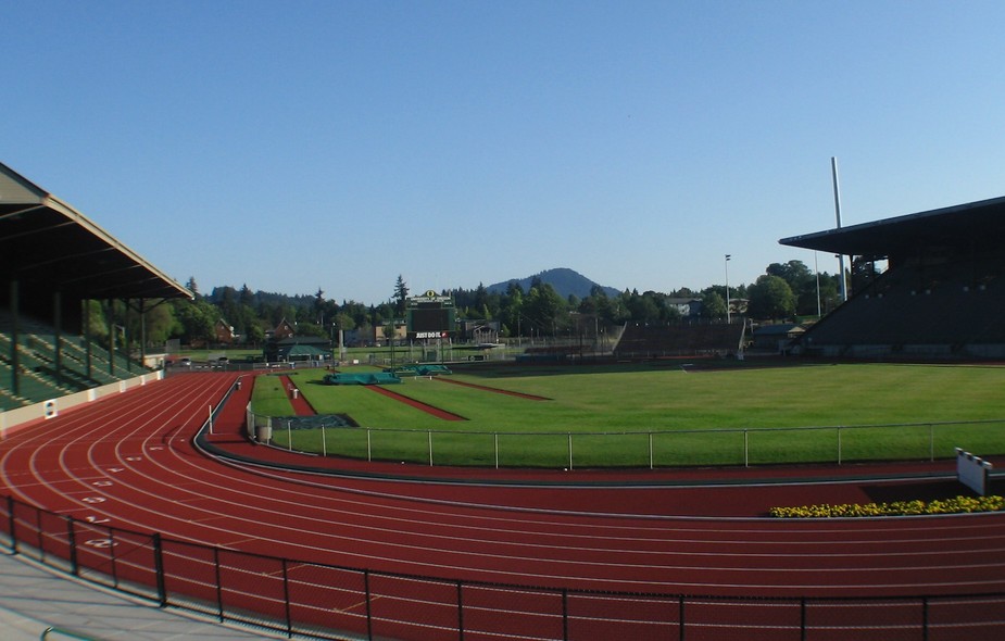 Eugene, OR: Hayward Field with Spencers Butte in the distance.....