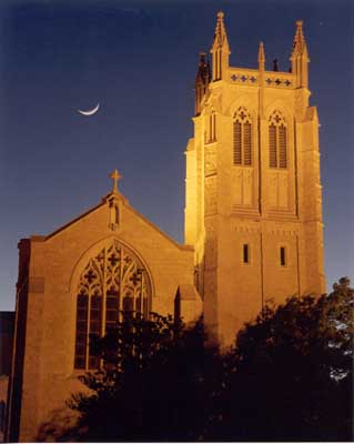 Abilene, TX: The Historic Episcopal Church of the Heavenly Rest under a summer West Texas sky.