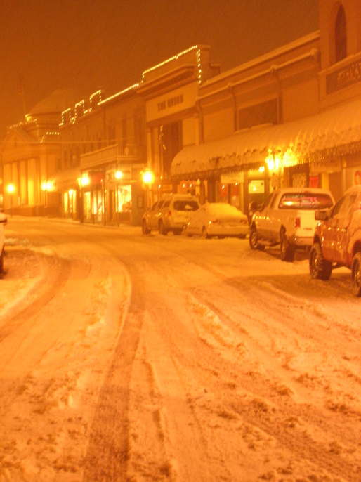 Grass Valley, CA: A snow covered Mill Street