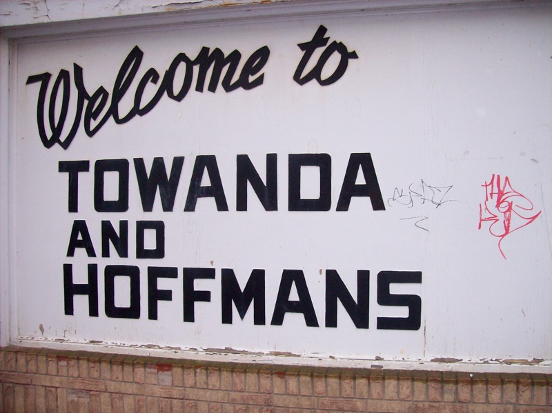 Towanda, PA: Spaz and The Kid Tags on a Towanda Sign