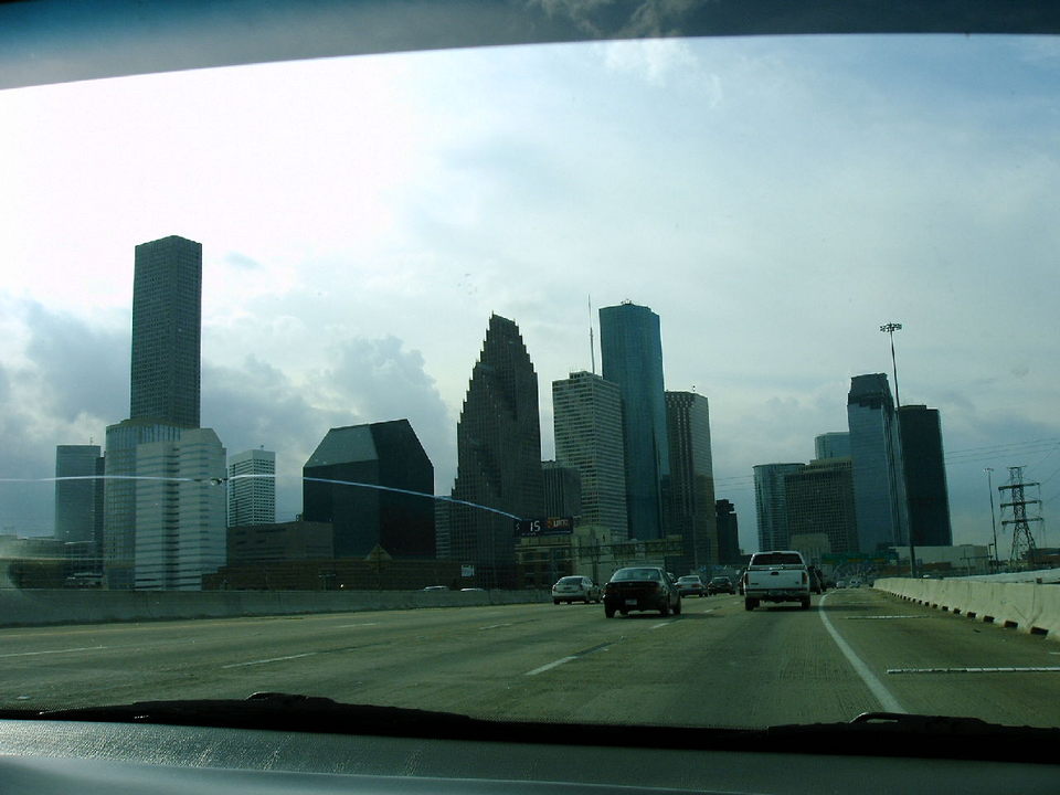 Houston, TX: Traveling South on I-45 just before passing downtown Houston