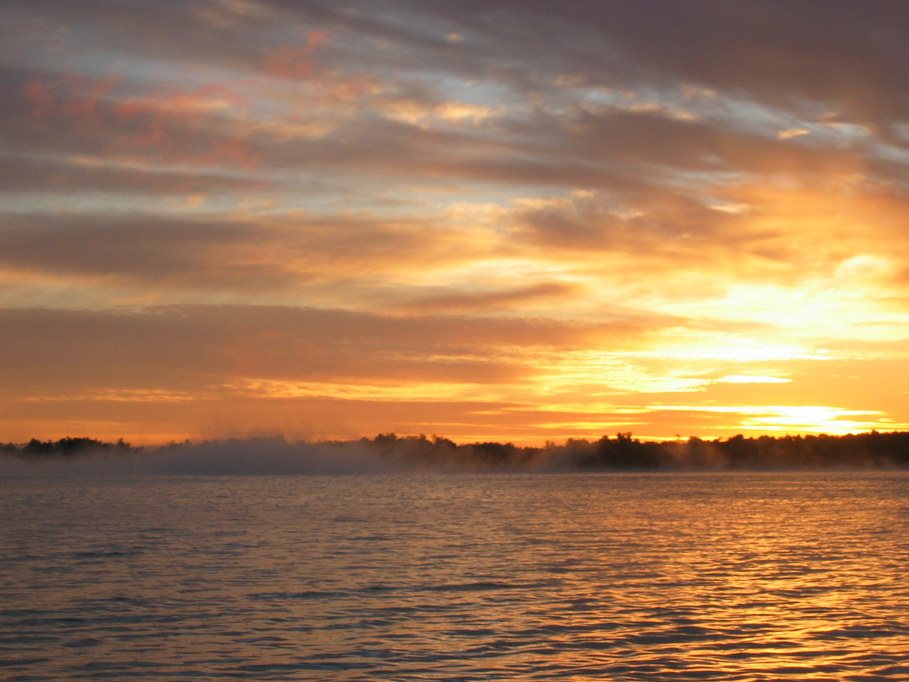 Hubbard Lake, MI: Morning Fog with the Sunrise