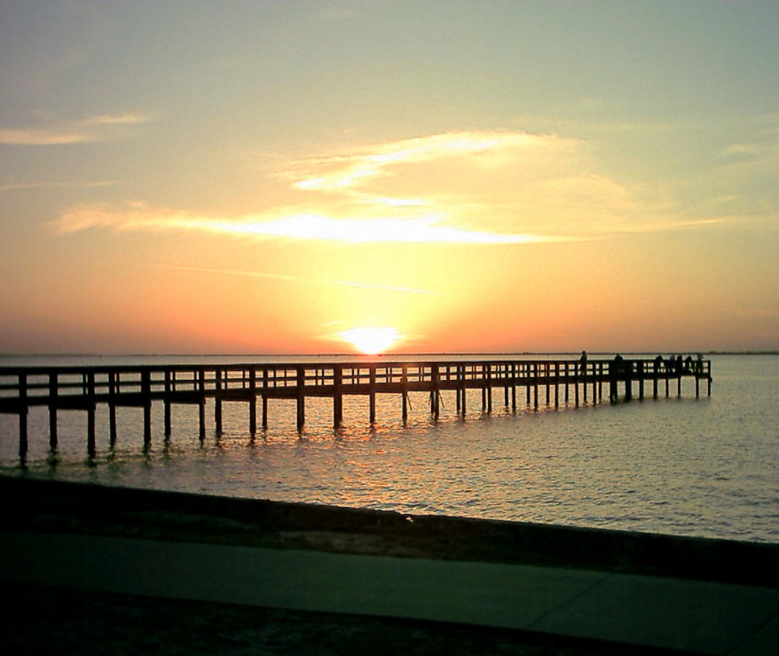 Punta Gorda, FL: Fishing from Gilchrist pier at sunset