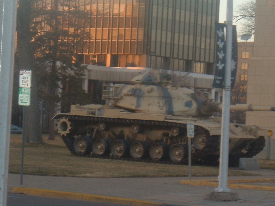 Amarillo, TX: An Army tank in the middle of Downtown