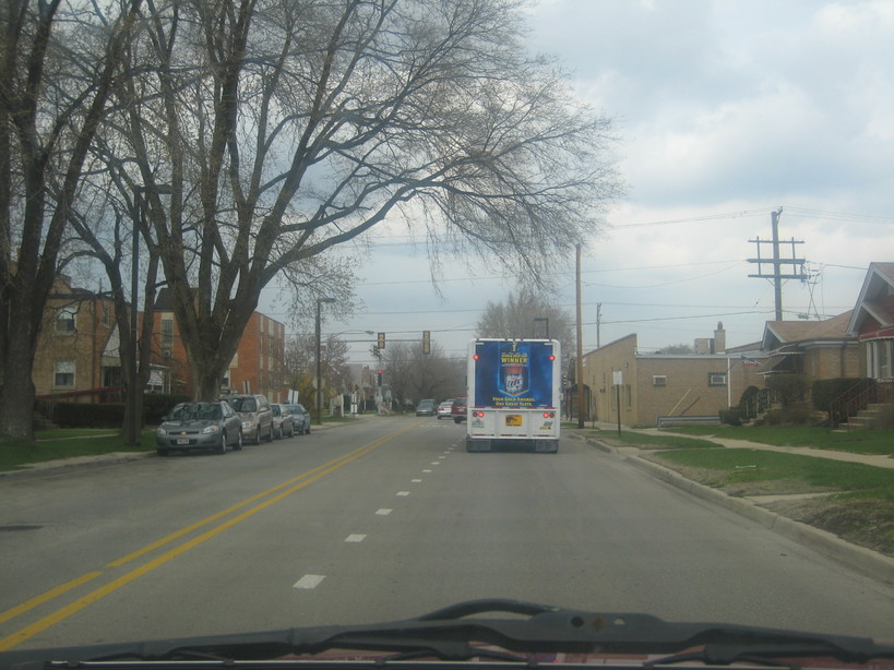 Stickney, IL: chasing beer truck n.bound on oak park ave. & 40th