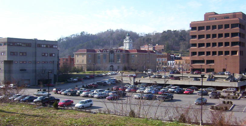 Pikeville, KY: Partial view of downtown from bypass road.