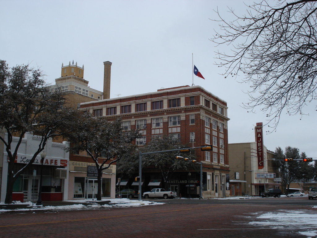 Eastland, TX : Eastland, TX - A view from the town square in winter ...