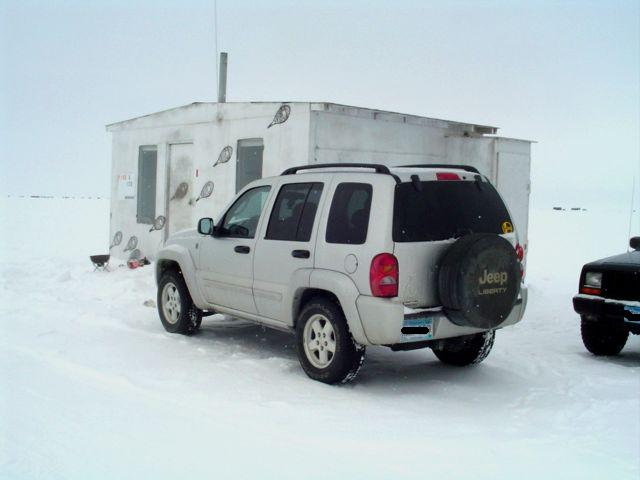 Baudette, MN: Ice fishing house on Lake of the Woods near Baudette, MN