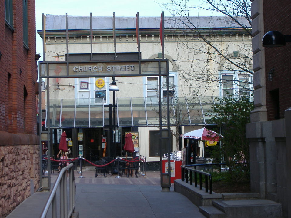 Burlington, VT: Entrance to Church Street Pedestrian Mall from City Hall Park