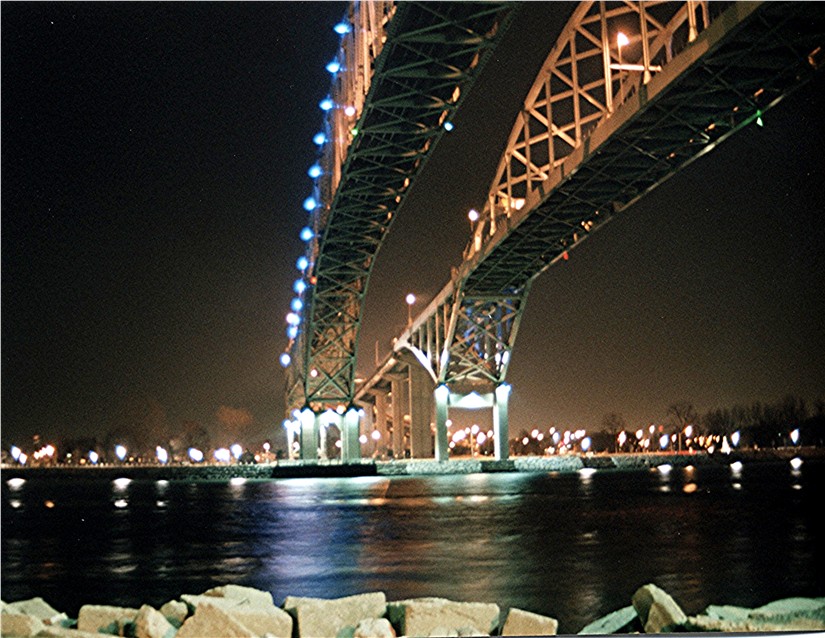 Port Huron, MI: Blue Water International Bridges at Night