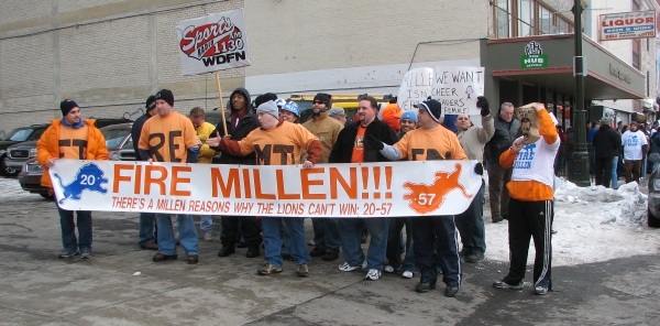 Detroit, MI: Lions fans outside of Ford Field