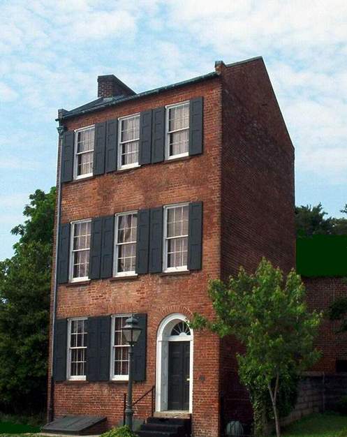 Petersburg, VA: Trapezium House. Built in 1817 by Charles O'Hara without parallel angles because he was told by a servant that such a house could not hold evil spirits.