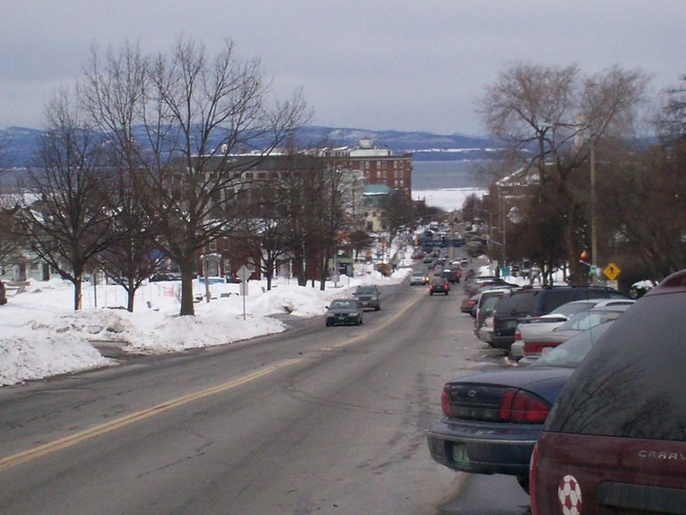 Burlington, VT View of Main Street looking towards lake photo