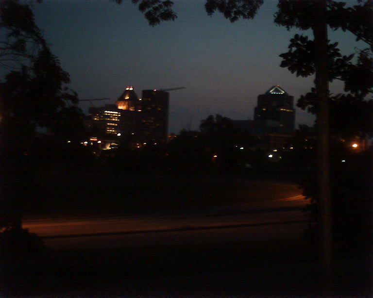 Greensboro, NC: downtown viewed from Ayecock at night