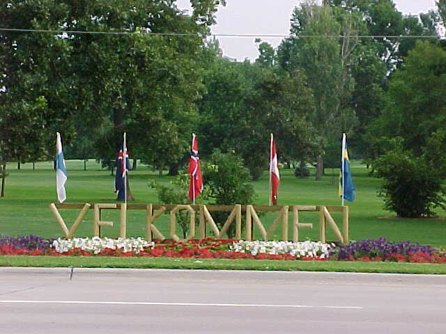 Story City, IA: Welcome Sign at Park in Norwegian - by Clayton Gabrielson