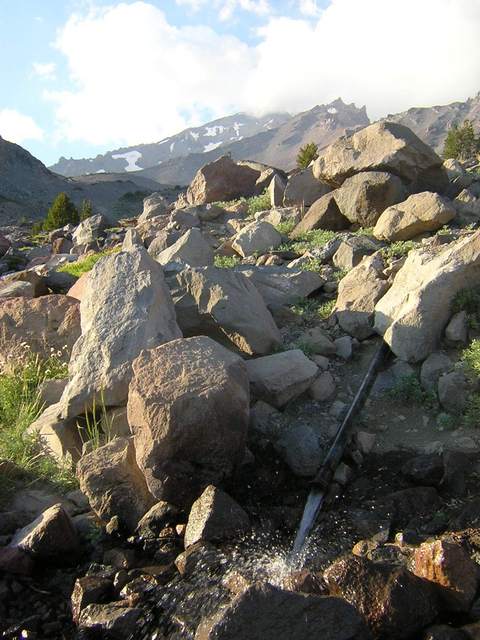 Mount Shasta, CA: Water Flow From Pipe At 8,000 Feet