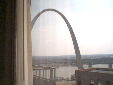 St. Louis, MO: st louis arch and riverfront from Radisson Hotel Room
