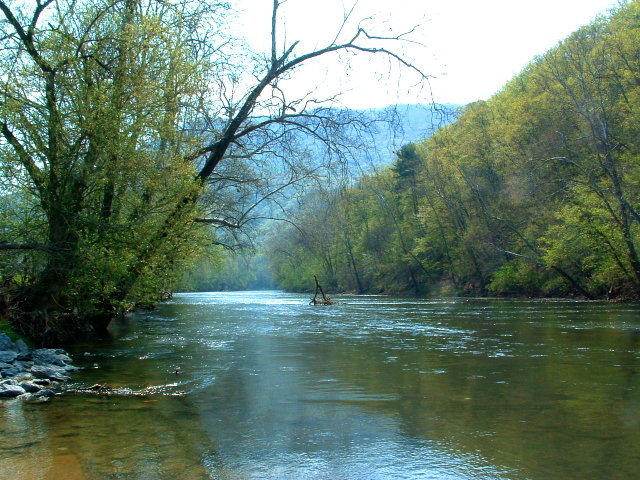 Strasburg, VA: The Shenandoah River at Strasburg City Park.