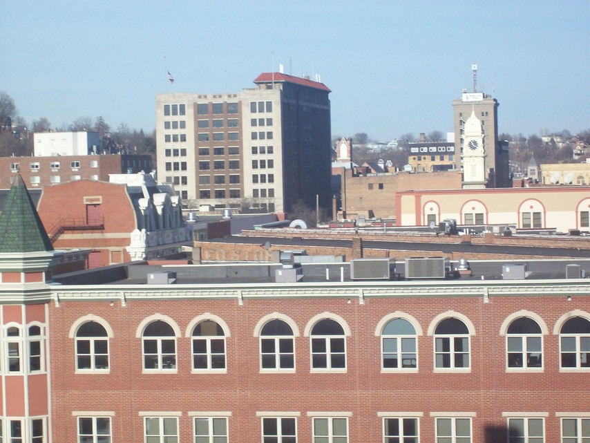 Dubuque, IA: A view north from the seventh story of the Julien Inn on Main
