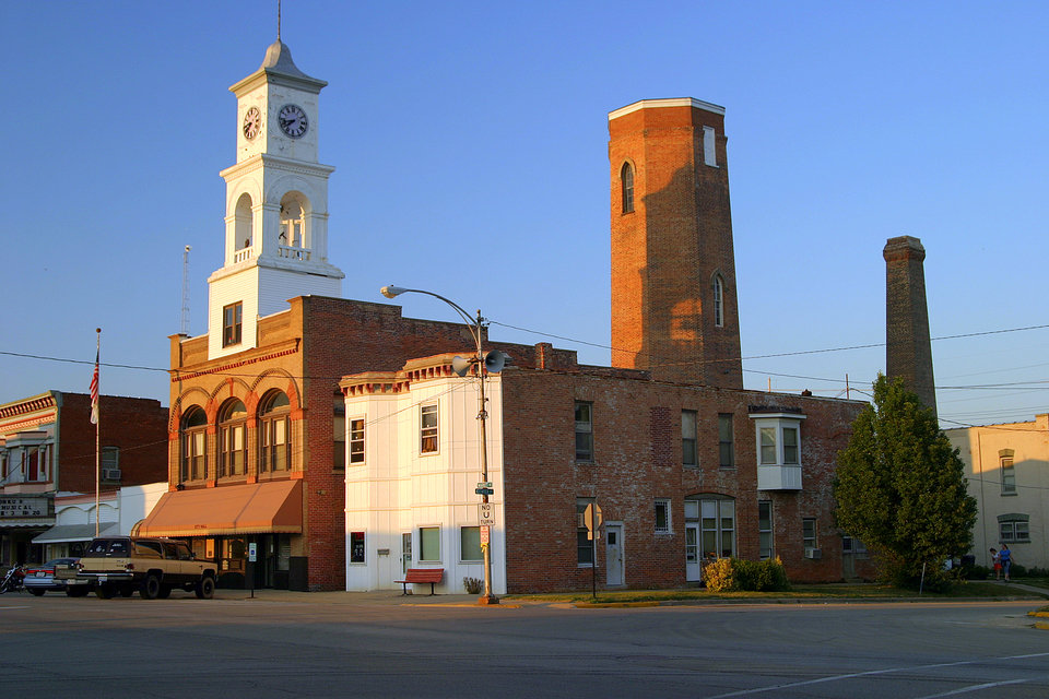 Paxton, IL: Skyline, old water tower, now a museum of local history.