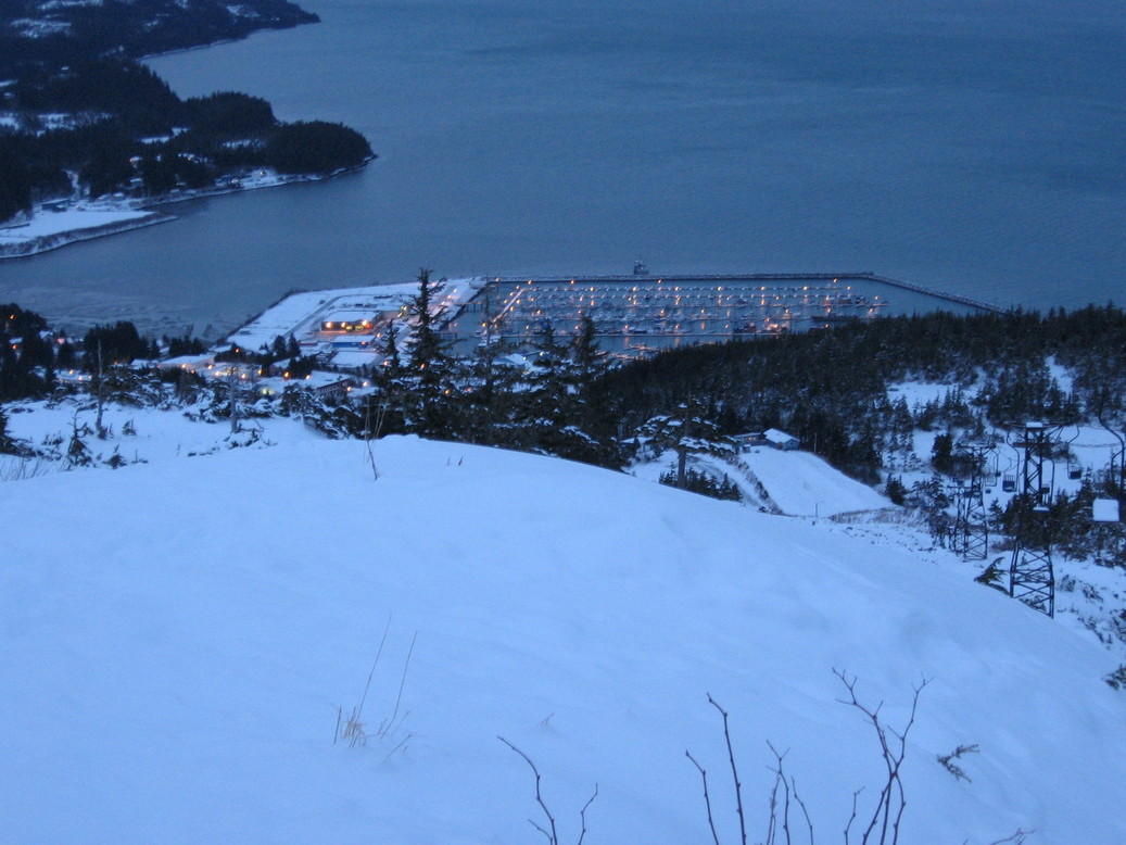 Cordova, AK: Looking down from ski hill