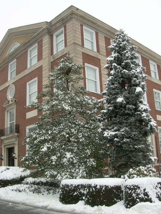 Garden City, NY: Levermore Hall on a snowy day. A building on Adelphi University's Garden City Campus
