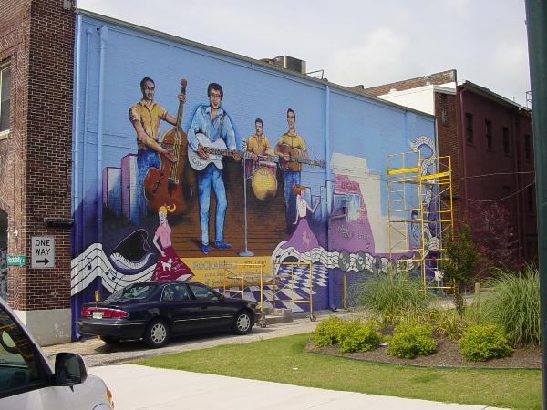 Jackson, TN: rock-a-billy hall of fame mural downtown