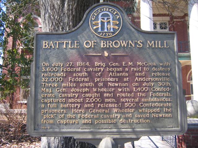 Newnan, GA: Battle of Brown's Mill Historic Marker - Coweta County Courthouse