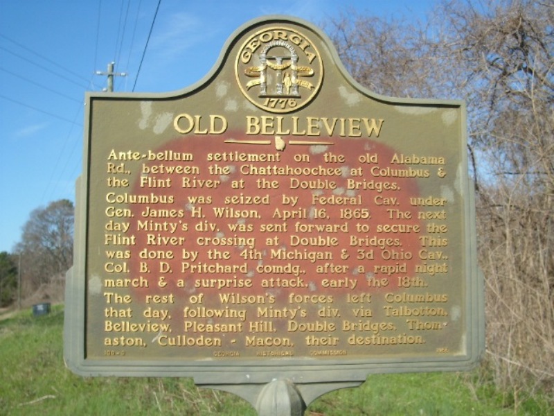 Woodland, GA: Old Belleview Historic Marker south of Woodland