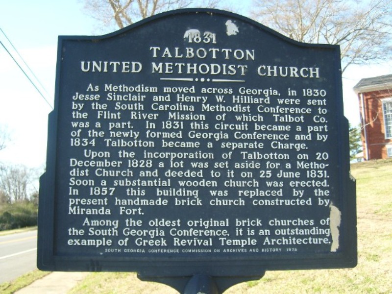 Talbotton, GA: Talbotton United Methodist Church Historic Marker