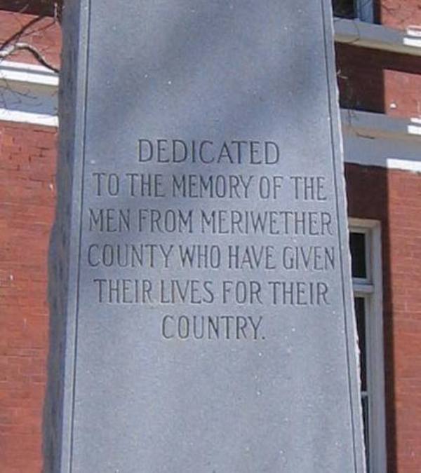 Greenville, GA : Meriwether County Veterans Memorial Inscription ...