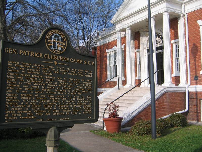 Dawson, GA : Sons of Confederate Veterans Historic Marker and building ...