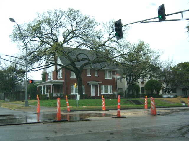 Highland Park, TX: Houses on Mockingbird Lane across the street from SMU