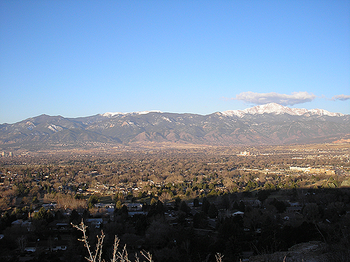 Colorado Springs, CO: Pikes Peak from Palmer Park at 7:00 am 03-27-08