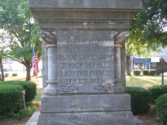 Cuthbert, GA: Confederate Memorial Inscription - Cuthbert Town Square