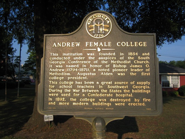 Cuthbert, GA: Andrew Female College Historic Marker - Cuthbert Town Square
