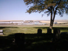 Weston, OR: Weston, Oregon. Weston Graveyard and Cannery in distance.