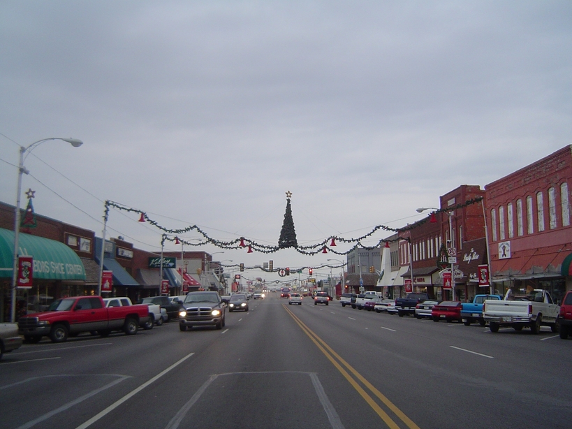 Weatherford, OK Main Street at Christmas photo, picture, image