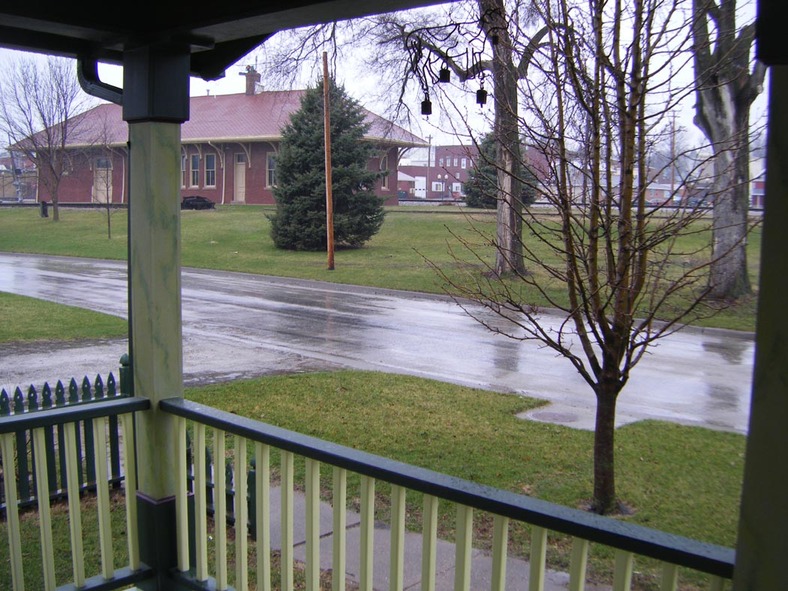 Wilton, IA: View of Rock Island Line Depot from Depot Master M.J. Doyle's front porch - April 2008