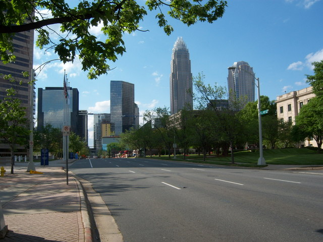 Charlotte, NC: Skyline from 4th Street in the Government District